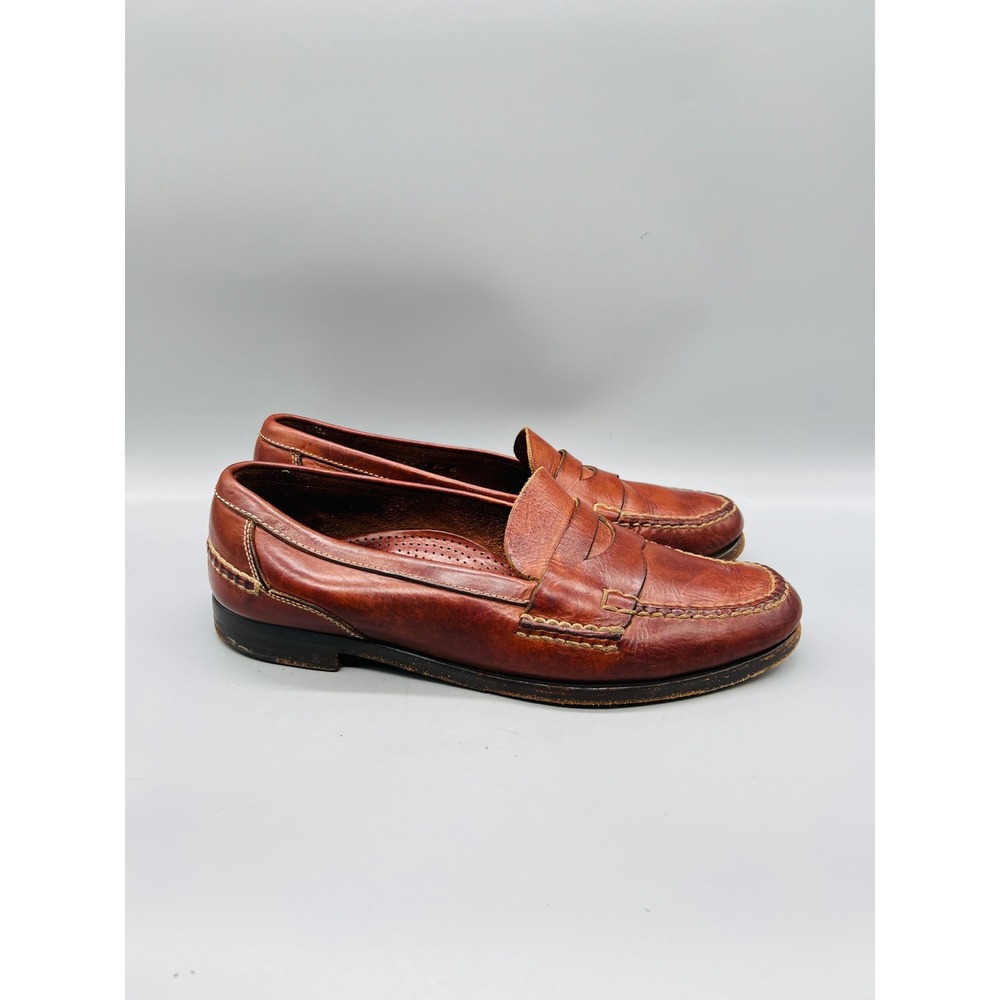 Cole Haan Shoes Mens 9.5 Brown Leather Handsewn Penny Loafer Vintage Preppy
